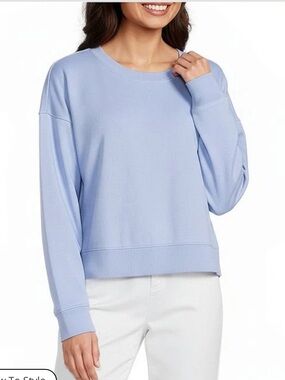 Eileen Fisher Organic Cotton Garment Dyed Terry Crew Neck Long Sleeve Shirt